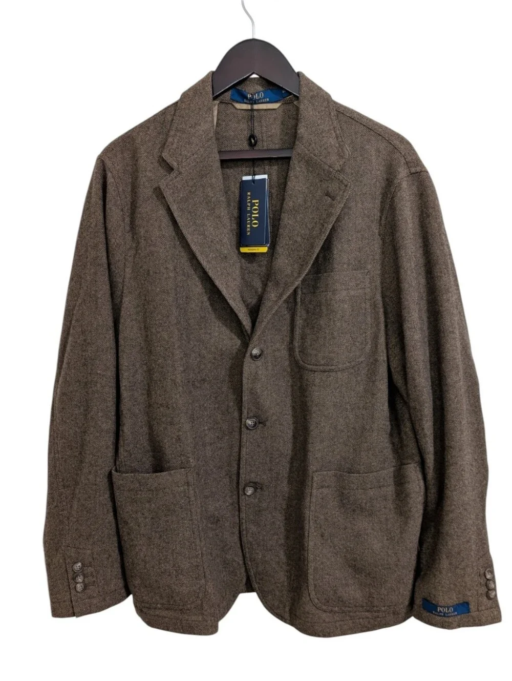 Polo Ralph Lauren Brown Herringbone Sport Coat Blazer - Size 44R NWT